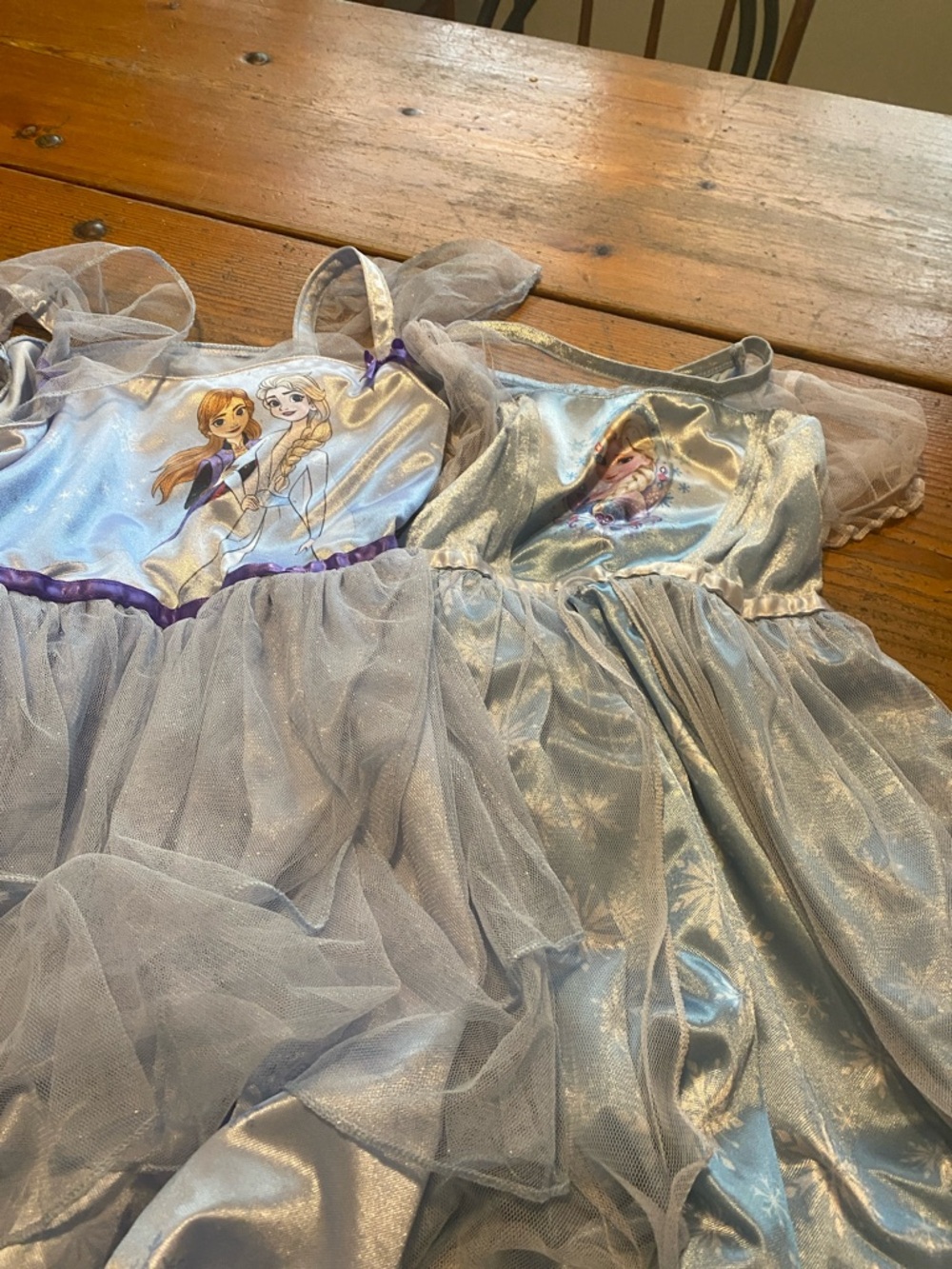 Girls Light Blue Princess Costume Dress with Elsa & Anna Artwork
